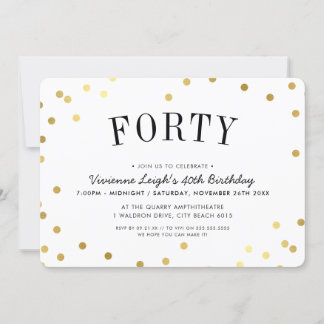 40. BIRTHDAY PARTY Stilvolle Goldfische Konfetti F Einladung