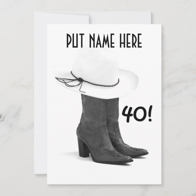 "40. BIRTHTAGINVITATION" LÄNDISCHER STIL EINLADUNG (Vorderseite)