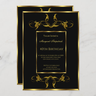 40. Black Gold Geburtstagsfeier Einladung