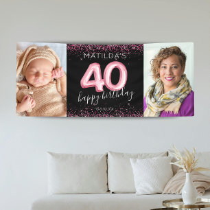 40. Black Pink Happy Birthday Foto Banner