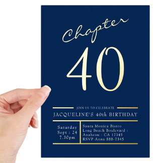40 Blue 40. Geburtstag Party Gold Folieneinladung