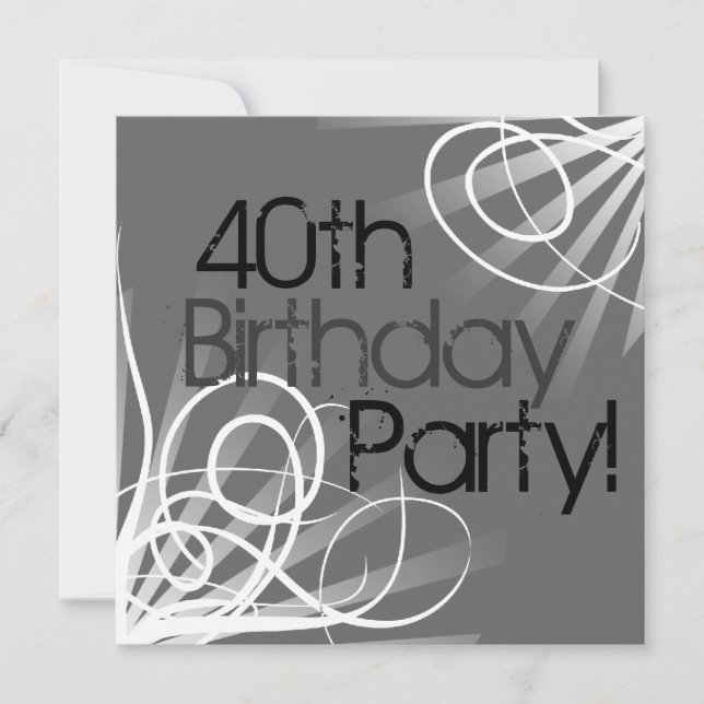 40. Charcoal Swirl Custom Invitations vorne/hinten Einladung (Vorderseite)