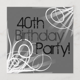 40. Charcoal Swirl Custom Invitations vorne/hinten Einladung