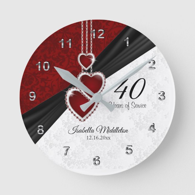 40 Dienstjahre Runde Wanduhr (Vorderseite)