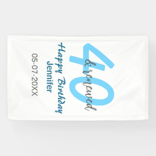 40. & erneuerter Geburtstagsname Datum blau fette Banner