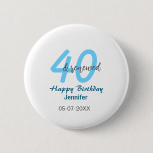 40. & erneuerter Geburtstagsname Datum blau fette Button