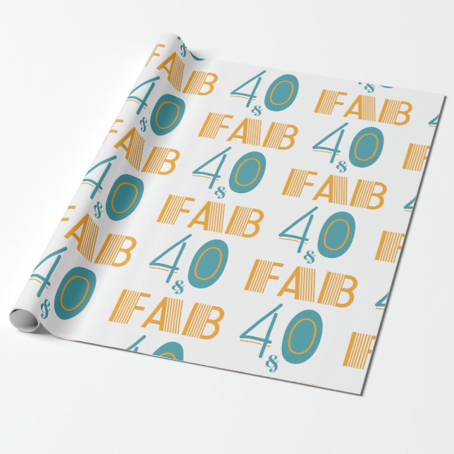 40 & Fab Moderner Geburtstag Geschenkpapier (Ungerollt)