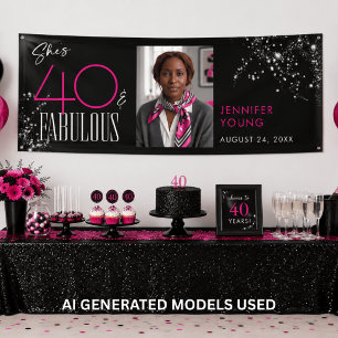 40 Fabelhaft Schwarze Pink Glam Funkelnde Geburtst Banner