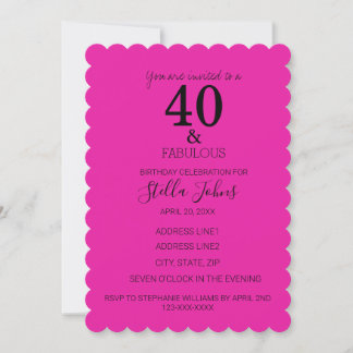 40 Fabelhafte Geburtstagsfeier Hot Pink Black Scal Einladung