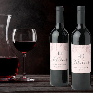 40 fabelhafte Geburtstagsfeier Rose Gold Glitzer p Weinetikett