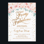 40 fabelhafte Geburtstagsparty - White Gold Pink Einladung<br><div class="desc">Vierzig fabelhafte Geburtstagsparty Einladung. Elegantes Design in Imitaten Glitzer Gold und Weiß. Die Rosen,  Konfetti und Diamanten sind in Aquarellfarbe rot. Ideal für eine gläserne 40-tägige Feier. Nachricht,  wenn Sie weitere Anpassungen benötigen.</div>