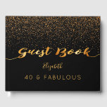 40 Fabelhafte Geburtstagsschwarze Goldfritte Gästebuch<br><div class="desc">Ein Gästebuch für ein glamouröses 40 & Fabulous,  40. Geburtstag Party. Ein schicker schwarzer Hintergrund mit goldenem Konfetti sprinkle. Der Text: Das Gästebuch ist mit trendigen Imitaten mit goldenen Buchstaben geschrieben. Der Name wird mit einem handgeschriebenen Stilskript geschrieben. Vorlage für Ihren Text auf der Wirbelsäule.</div>