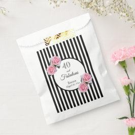 40 fabelhafte rosa Florale schwarze Streifen Name  Geschenktütchen