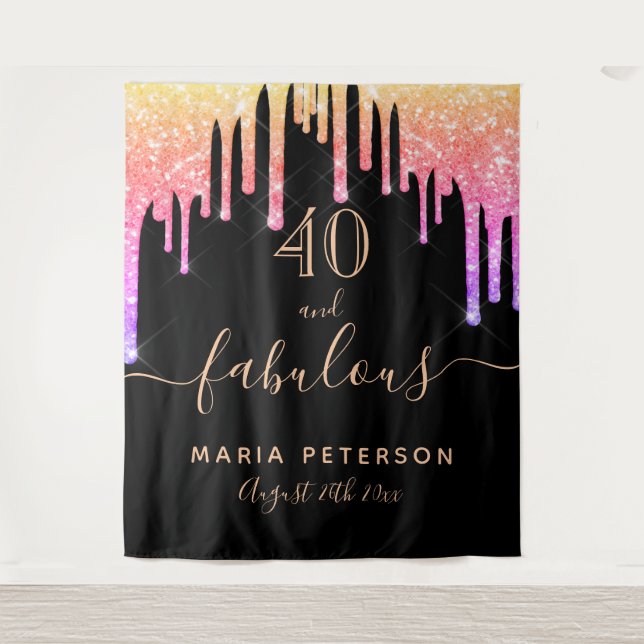 40 fabelhafte Tropfen zum Geburtstag Wandteppich (Vorderseite)