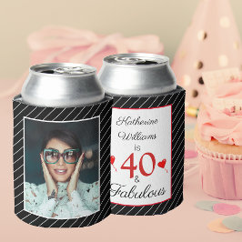 40 & Fabulous 40. Geburtstag Foto Schwarz & Weiß Dosenkühler