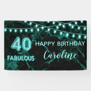 40 & Fabulous Aquamarin Black Balloon Beleuchtung  Banner