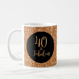 40 & Fabulous Birthday Gold Glitzer Black Kaffeetasse