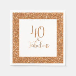 40 & Fabulous Birthday Gold Glitzer Serviette