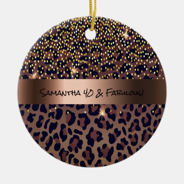 40 Fabulous Birthday Leopard braun schwarz Keramik Ornament (Vorne)