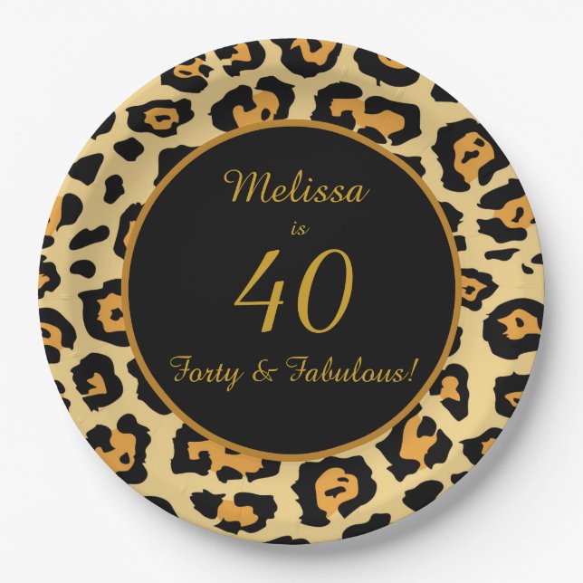 40 & Fabulous Birthday Leopard Print Paper Teller (Vorderseite)