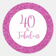 40 & Fabulous Birthday Pink Glitzer