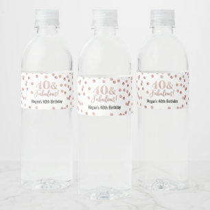 40 & Fabulous Birthday Rose Gold Confetti Wasserflaschenetikett