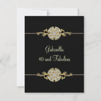 40 & Fabulous Black Gold Jewel Trim Geburtstag