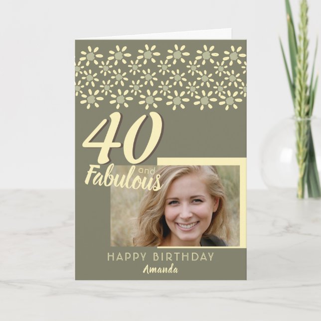 40 & Fabulous Daisy Blume Wasserfarbe Foto Karte (Vorderseite)