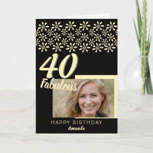 40 & Fabulous Daisy Blume Wasserfarbe Schwarzes Fo Karte