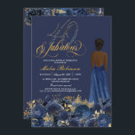 40 & Fabulous Elegant Sapphire Formal Birthday Inv Einladung<br><div class="desc">Ernsthaft, ooh la la la! Set den Ton für Ihre luxuriös elegante Geburtstagsfeier mit dieser Einladung, mit einem wunderschönen Figurin und einem Ballkleid, und üppigen botanischen Blume in den Schattierungen der tiefen Marine und Saphirblau mit goldfarbenem und weißem, elegantem Text. Passen Sie es für Ihre Veranstaltung an. Karo den Shop...</div>
