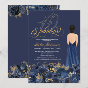 40 & Fabulous Elegante Sapphire Formal Geburtstag Einladung