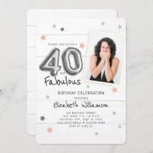40 & Fabulous Foil Balloon Stars Foto Geburtstag