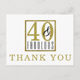 40 & Fabulous Geburtstagsparty Danke Postkarte