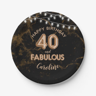 40 & Fabulous Gold Foil Balloons & String Lights Pappteller