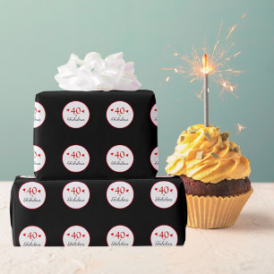 40 & Fabulous Hearts 40. Geburtstag Foto Black Geschenkpapier