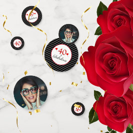 40 & Fabulous Hearts 40. Geburtstag Foto Black Konfetti