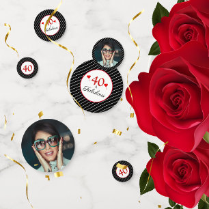 40 & Fabulous Hearts 40. Geburtstag Foto Black Konfetti
