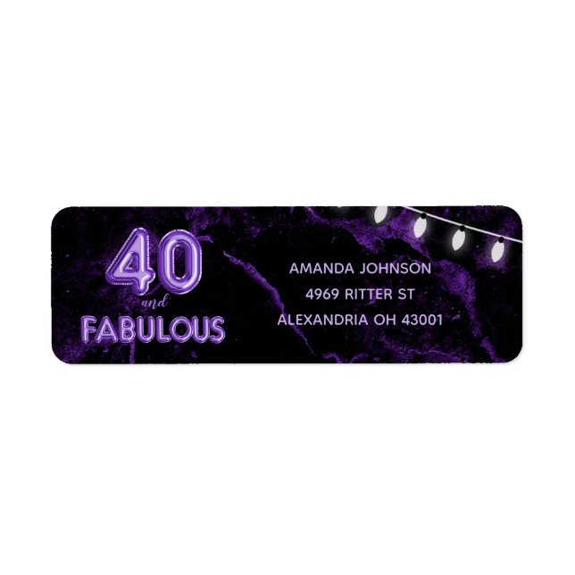40 & Fabulous Lila & Black 40. Geburtstag (Vorne)