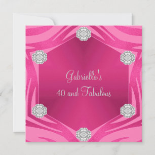 40 & Fabulous Pink Exotic Animal Jewel Geburtstag Einladung