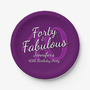 40 & Fabulous Pink Lila 40. Geburtstag 7" Pappteller