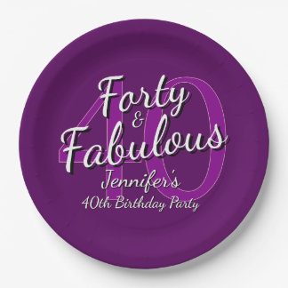 40 & Fabulous Pink Lila 40. Geburtstag 9" Pappteller