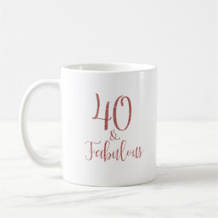 40 & Fabulous Rose Gold Glitzer Typografie Kaffeetasse