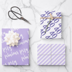 40 & Fabulous - Spaß Lila 40. Geburtstag Geschenkpapier Set