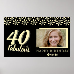 40 & Fabulous Yellow Daisy Blume Wasserfarbe Foto Poster