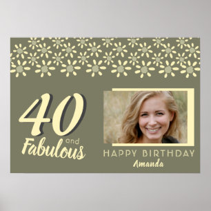 40 & Fabulous Yellow Daisy Blume Wasserfarbe Foto Poster