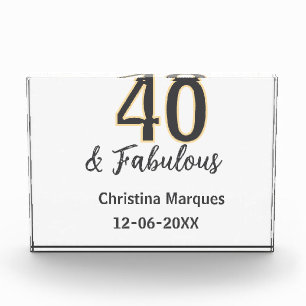 40 & fantastisch Grau Gelb Geburtstag Kalligrafie Fotoblock