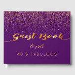 40 Fantastische Geburtstagsfeier lila Goldfetti Gästebuch<br><div class="desc">Ein Gästebuch für ein glamouröses 40 & Fabulous,  40. Geburtstag Party. Ein chic lila Hintergrund mit goldenem Konfetti sprinkle. Der Text: Das Gästebuch ist mit trendigen Imitaten mit goldenen Buchstaben geschrieben. Der Name wird mit einem handgeschriebenen Stilskript geschrieben. Vorlage für Ihren Text auf der Wirbelsäule.</div>