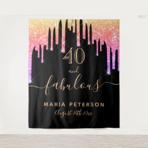 40 fantastischer Geburtstag schwarze pink goldene  Wandteppich