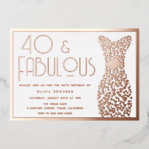 40 & fantastisches goldenes Abendkleid Retro 40. G Folieneinladung