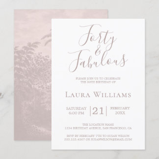 40 Fantastisches Pink Weißes 40. Geburtstags-Party Einladung